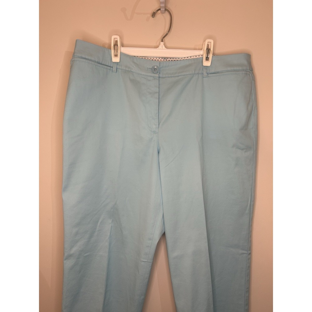 TALBOTS Blue Perfect Crop Curvy Pleated Classic Pants Ankle Accent Womens 12 - Picture 2 of 6